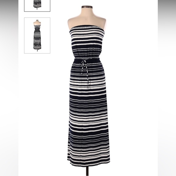 J. Crew Black and White Striped Maxi Dress - Picture 1 of 9